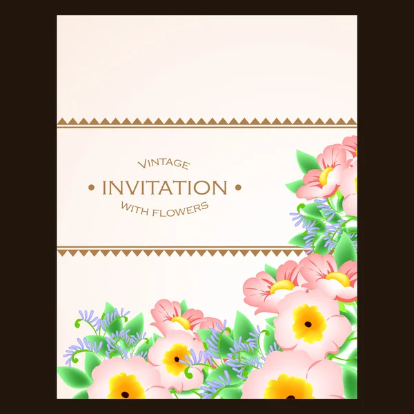 Invitation délicate avec des fleurs — Image vectorielle