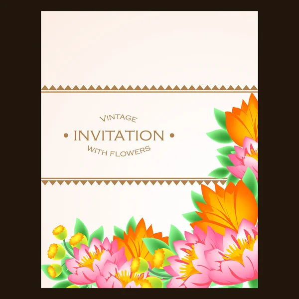 Invitation avec de belles fleurs — Image vectorielle