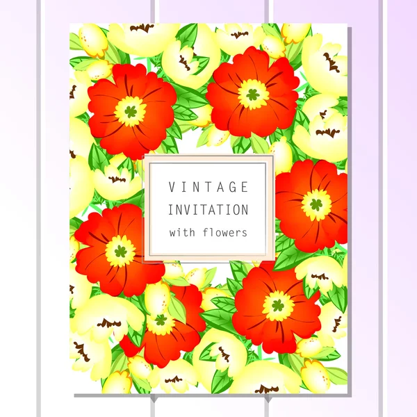 Zarte Einladung mit Blumen — Stockvektor