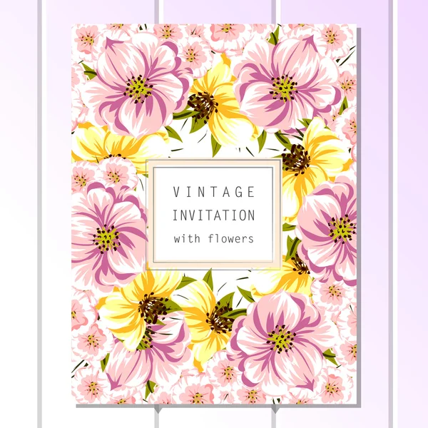 Delicate invitation with flowers — Stock Vector