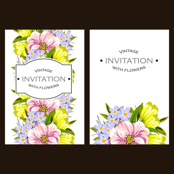 Convite com belas flores — Vetor de Stock