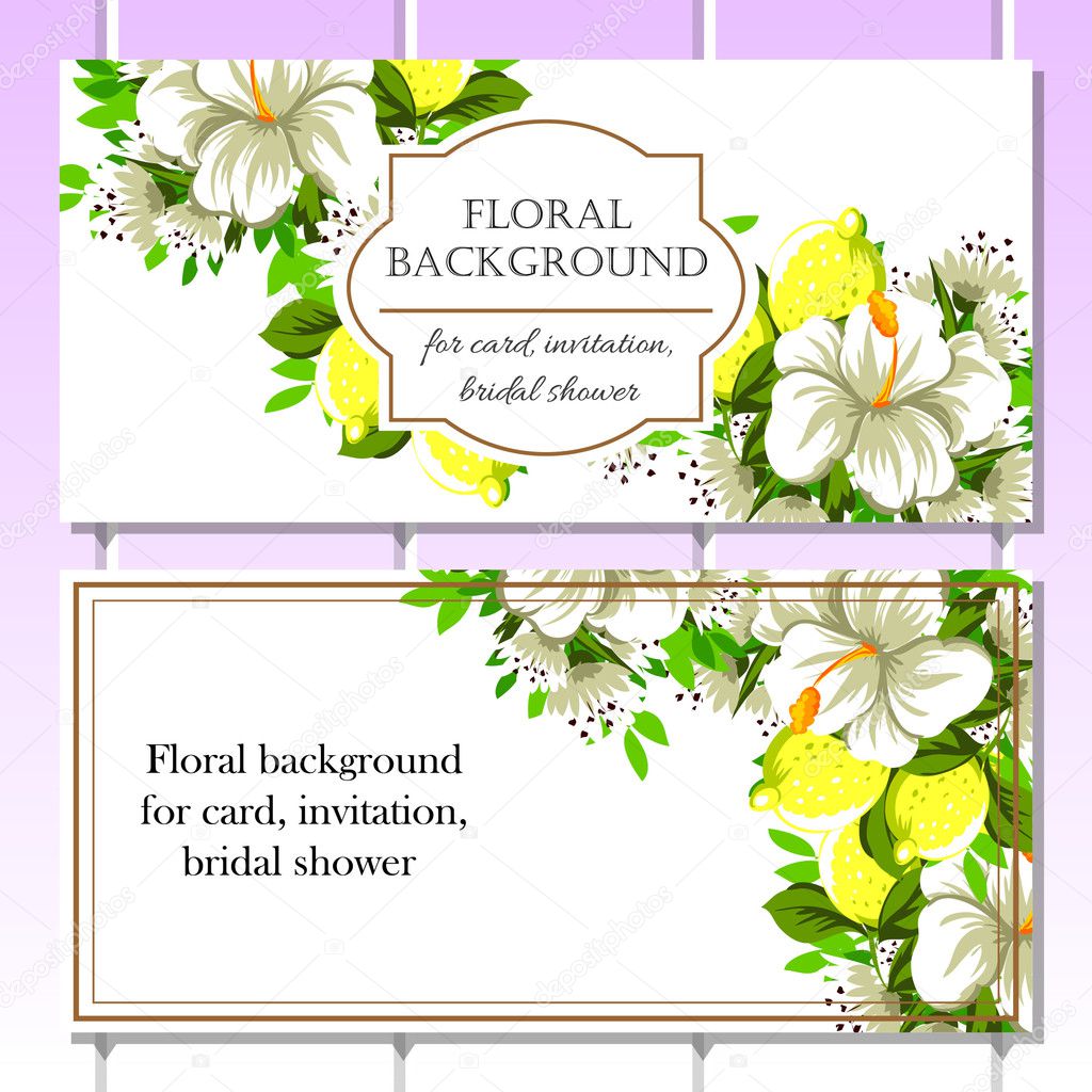 Disegno di illustrazione vettoriale di invito con sfondo di bellissimi fiori colorati — Vettoriali di All about Flowers
