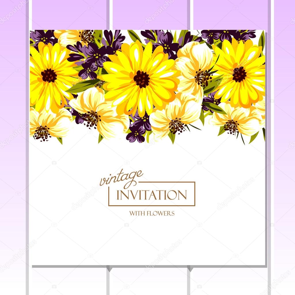 Delicate invitation with flowers