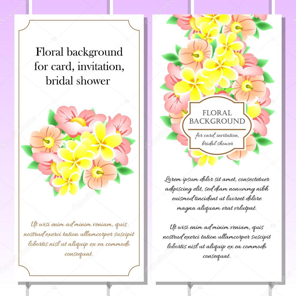 Disegno di illustrazione vettoriale di invito con sfondo di bellissimi fiori colorati — Vettoriali di All about Flowers