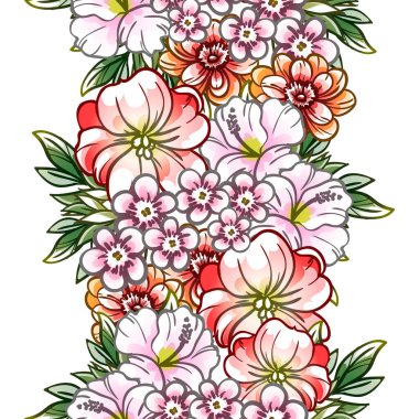 Renkli vintage tarzı çiçekler pürüzsüz desen