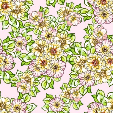 Renkli vintage tarzı çiçekler pürüzsüz desen