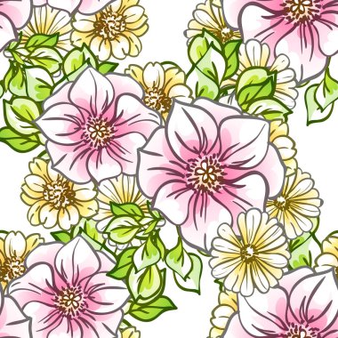 Renkli vintage tarzı çiçekler pürüzsüz desen