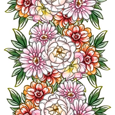 Renkli vintage tarzı çiçekler pürüzsüz desen
