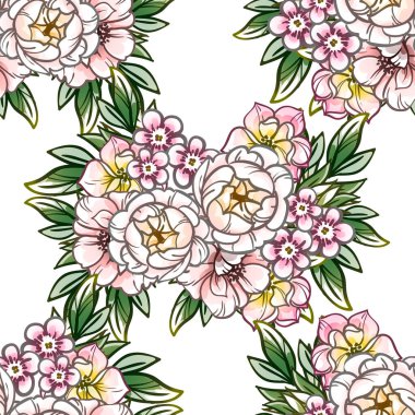 Renkli vintage tarzı çiçekler pürüzsüz desen