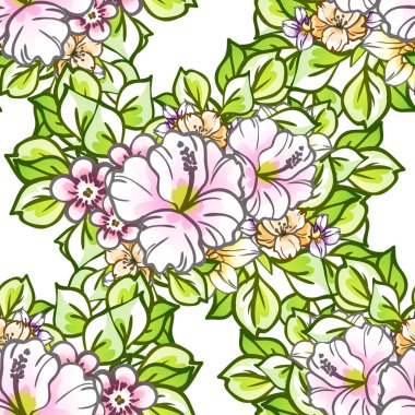 Renkli vintage tarzı çiçekler pürüzsüz desen