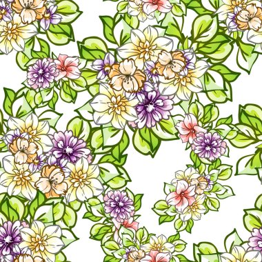 Renkli vintage tarzı çiçekler pürüzsüz desen