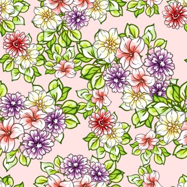 Renkli vintage tarzı çiçekler pürüzsüz desen