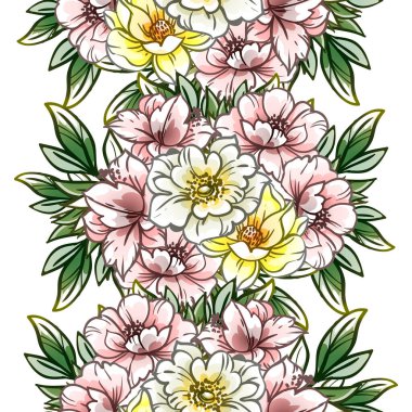 Renkli vintage tarzı çiçekler pürüzsüz desen
