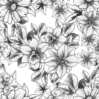 Kusursuz tek renkli klasik çiçek deseni