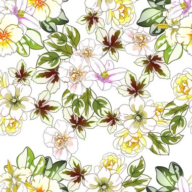 Renkli vintage tarzı çiçekler pürüzsüz desen