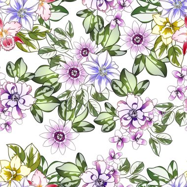 Renkli vintage tarzı çiçekler pürüzsüz desen