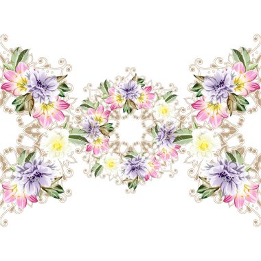 Renkli vintage tarzı çiçekler pürüzsüz desen