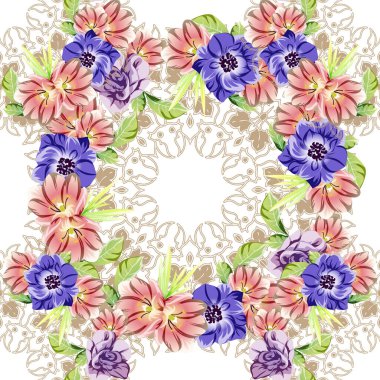 Renkli vintage tarzı çiçekler pürüzsüz desen
