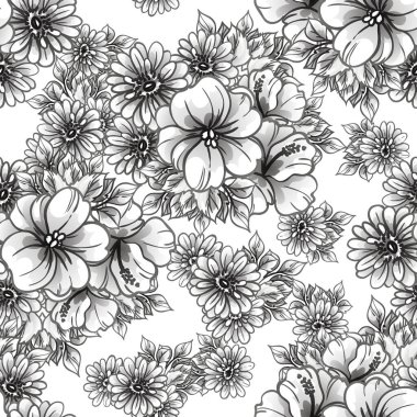 Kusursuz tek renkli klasik çiçek deseni