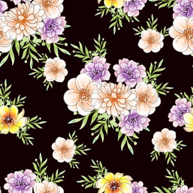 Renkli vintage tarzı çiçekler pürüzsüz desen