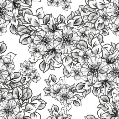 Kusursuz tek renkli klasik çiçek deseni
