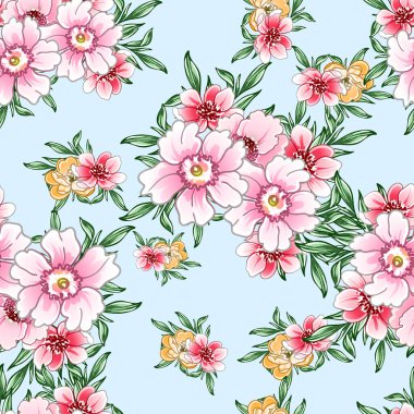 Renkli vintage tarzı çiçekler pürüzsüz desen