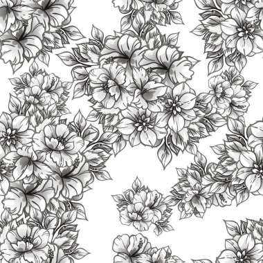 Kusursuz tek renkli klasik çiçek deseni