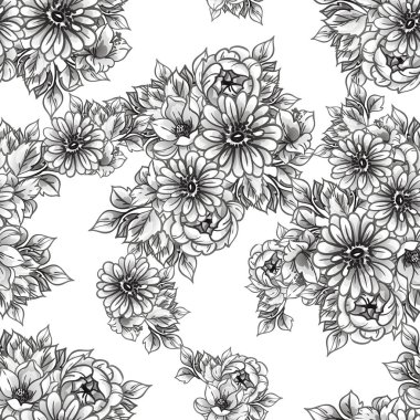 Kusursuz tek renkli klasik çiçek deseni