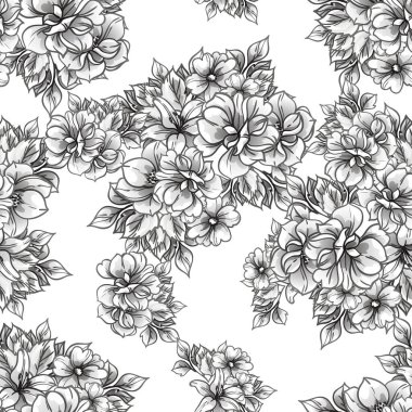 Kusursuz tek renkli klasik çiçek deseni