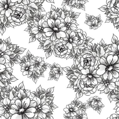 Kusursuz tek renkli klasik çiçek deseni