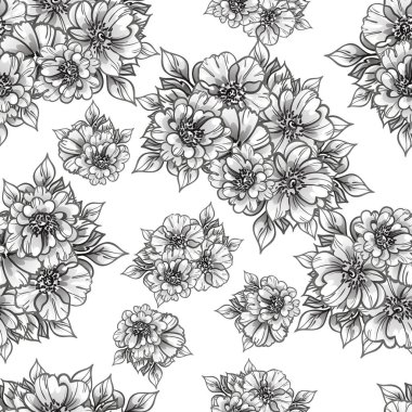 Kusursuz tek renkli klasik çiçek deseni