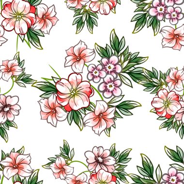 Renkli vintage tarzı çiçekler pürüzsüz desen