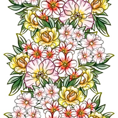 Renkli vintage tarzı çiçekler pürüzsüz desen