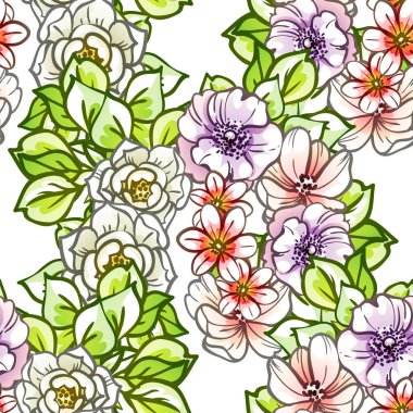 Renkli vintage tarzı çiçekler pürüzsüz desen
