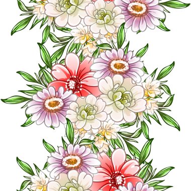 Renkli vintage tarzı çiçekler pürüzsüz desen