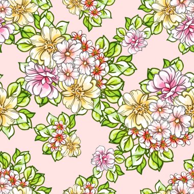 Renkli vintage tarzı çiçekler pürüzsüz desen