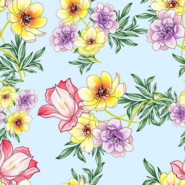 Renkli vintage tarzı çiçekler pürüzsüz desen