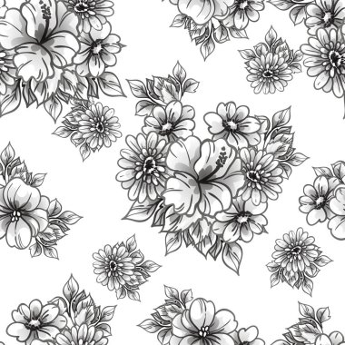 Kusursuz tek renkli klasik çiçek deseni