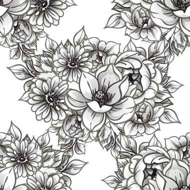 Kusursuz tek renkli klasik çiçek deseni