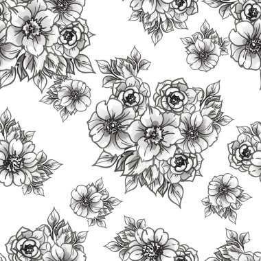 Kusursuz tek renkli klasik çiçek deseni
