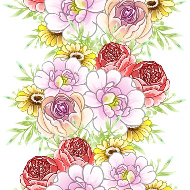 Renkli vintage tarzı çiçekler pürüzsüz desen