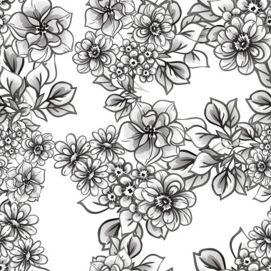 Kusursuz tek renkli klasik çiçek deseni