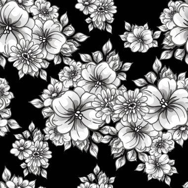 Kusursuz tek renkli klasik çiçek deseni