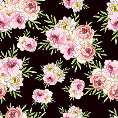 Renkli vintage tarzı çiçekler pürüzsüz desen