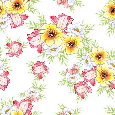 Renkli vintage tarzı çiçekler pürüzsüz desen