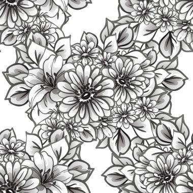 Kusursuz tek renkli klasik çiçek deseni