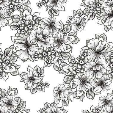 Kusursuz tek renkli klasik çiçek deseni