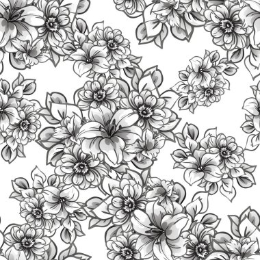 Kusursuz tek renkli klasik çiçek deseni