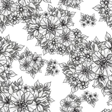 Kusursuz tek renkli klasik çiçek deseni