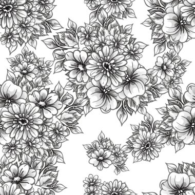 Kusursuz tek renkli klasik çiçek deseni